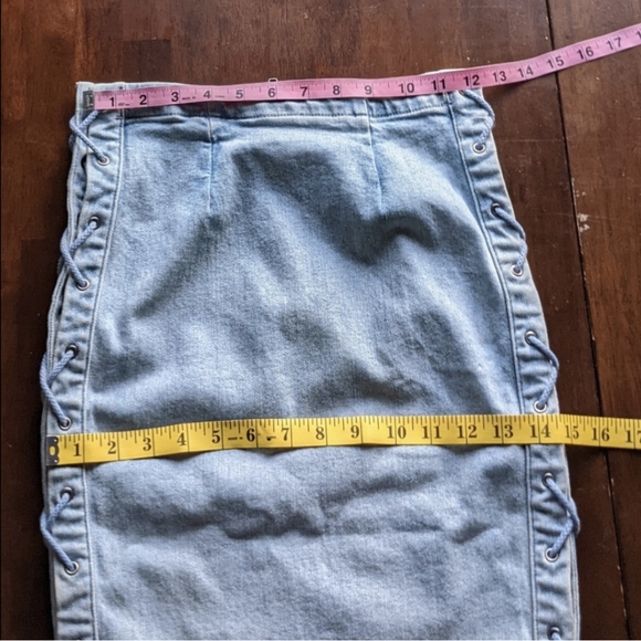 GRLFRND Crystal Lace Up Jean Skirt - Picture 7 of 10